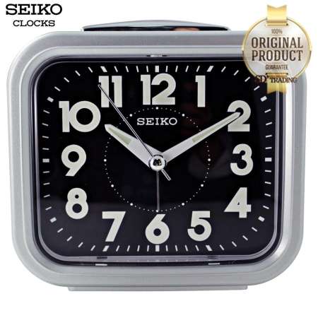 SEIKO นาฬิกาปลุก Quiet Sweep (Snooze) มีไฟ เสียงกริ่ง รุ่น QHK023S - เงิน (Silver/Black)