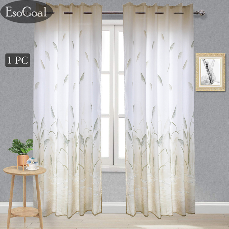 EsoGoal Rèm Màn Cửa Rèm cửa sổ Half Curtain Blinds Drapes Jacquard Reed Print Soft Curtains 100x270cm 1 Panel for Home, Hotel, Cafe, Office