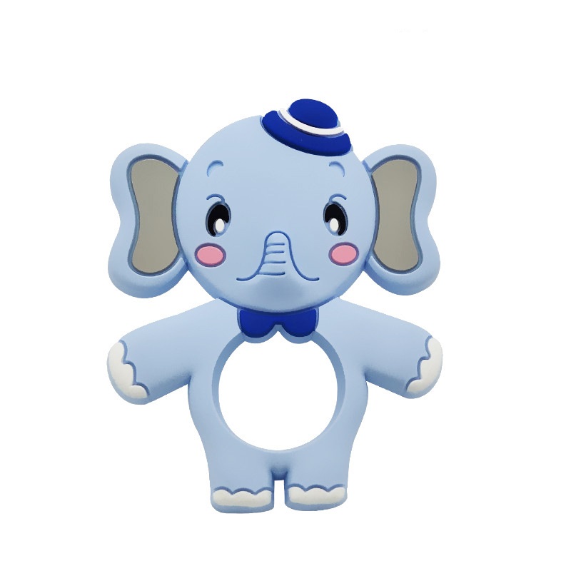ยางกัดเด็กปลอดสารพิษ, FDA , ออกแบบรูปสัตว์สนุก    Non-toxic Baby Teether, FDA Approved, Fun Animal Shape Designs  สีวัสดุ ช้าง น้ำเงิน (Blue Elephant)
