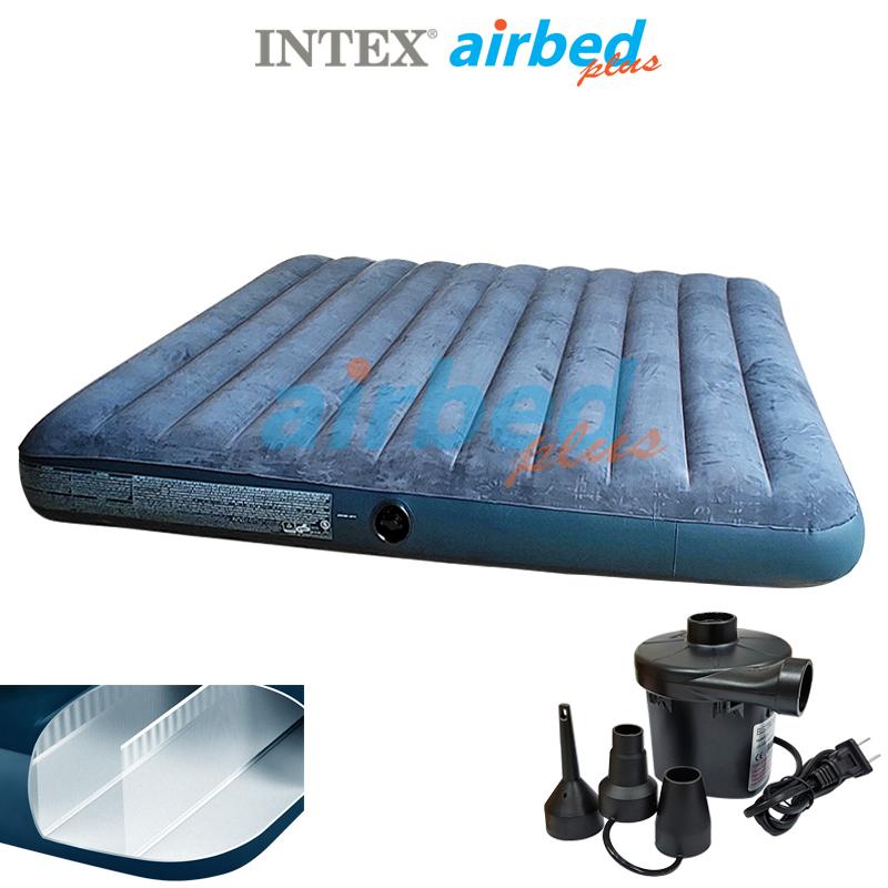 Intex ส่งฟรี ที่นอนเป่าลม 6 ฟุต (คิง) 1.83x2.03x0.25 ม. ดูรา-บีม ไฟเบอร์-เทค  โครงสร้างใหม่ นอนสบายขึ้น   สีเขียวมิดไนท์ รุ่น 64735 + ที่สูบลมไฟฟ้า