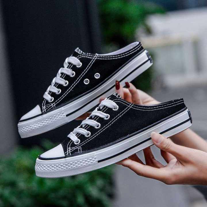🍂รองเท้าผ้าใบผู้หญิง🍂Flat Canvas Sandals For Women Korean Style Slippers รองเท้าผ้าใบเปิดส้น รองเท้าแฟชั่น สวมใส่สบาย 36-40 – OEM >>> top1shop >>> lazada.co.th