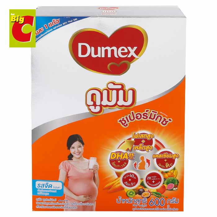 Dumex Dumum ดูเม็กซ์ ดูมัม ซูเปอร์มิกซ์ นมผงปรุงแต่งพร่องมันเนย รสจืด กลิ่นวานิลลา 600 ก. 600g by Big C