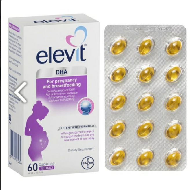 Elevit pregnancy and breastfeeding with DHA+choline 60caps exp 10/2024 Lazada.co.th