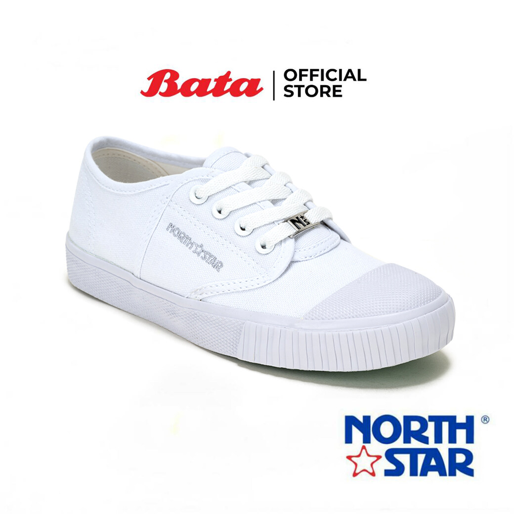 Bata บาจา by North Star รองเท้าผ้าใบ รองเท้านักเรียน แบบผูกเชือก รุ่น NORTHSTAR มีให้เลือก 3 สี ขาว/น้ำตาล/ดำ สี White ขนาด UK  6 สี Whiteขนาด UK  6