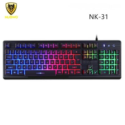 NUBWO NK-31 SaviorGaming Keyboard คีย์บอร์ดเกมมิ่ง มีไฟ LED ACTIVE SOUND Rainbow Blacklight Rubber Dome Switches สี Black