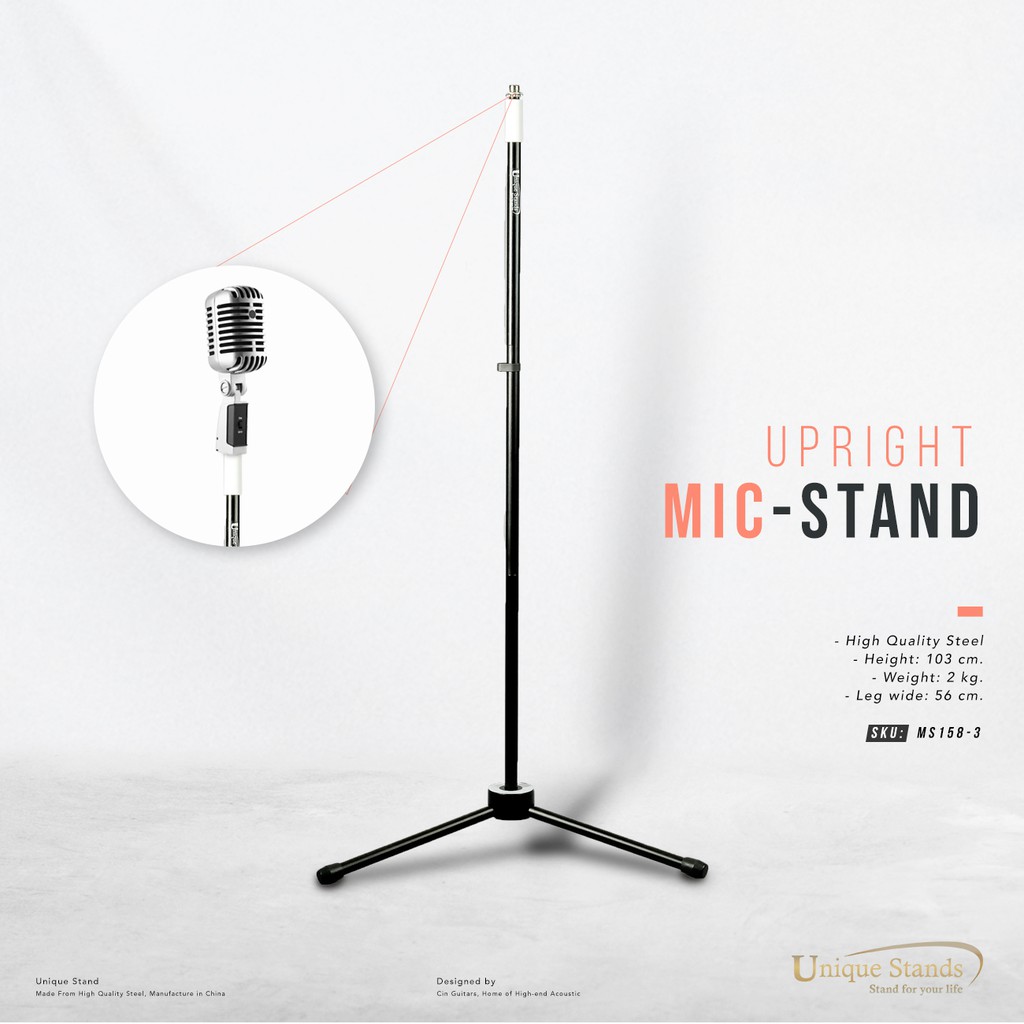 Unique Stand MS158-3 I ขาตั้งไมโครโฟน Upright Stand
