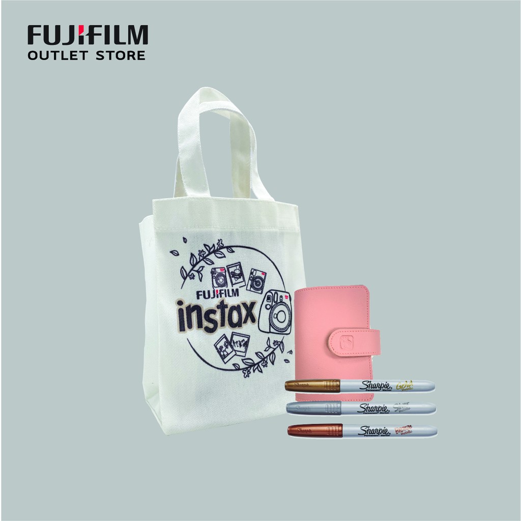 Instax DIY Set (กระเป๋าผ้า + อัลบั้มรูปฟิล์ม + ปากกา Sharpie) Free Shipping