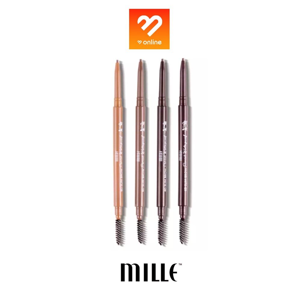 ❀▲✔  Boombeautyonline - ส่ง!! (หัวสลิม) Mille 6D Slim Brow Pencil Waterproof มิลเล่ ดินสอเขียนคิ้ว สลิม โบรว หัวสลิม กันน้ำ