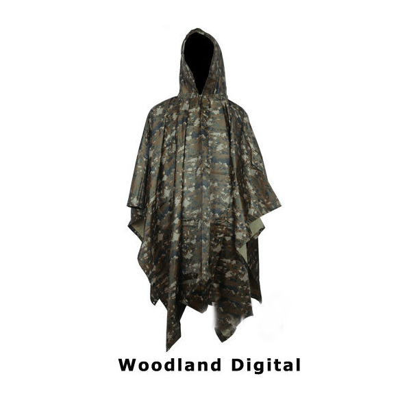 Rain Poncho Waterproof Camouflage Rain Coat Outdoor Camo Sun Shelter