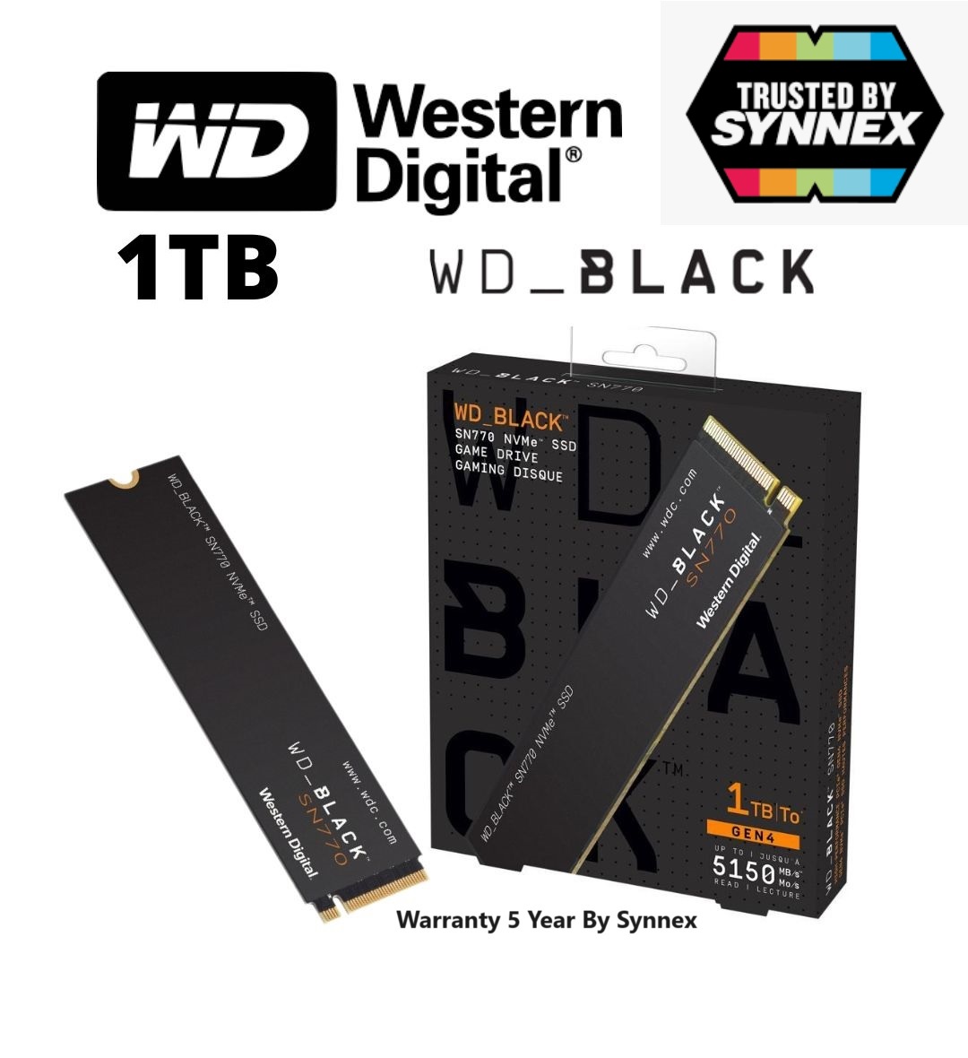 WD BLACK 1 TB SSD (เอสเอสดี) WD BLACK SN770 (WDS100T3X0E) : WD SSD 1TB ...