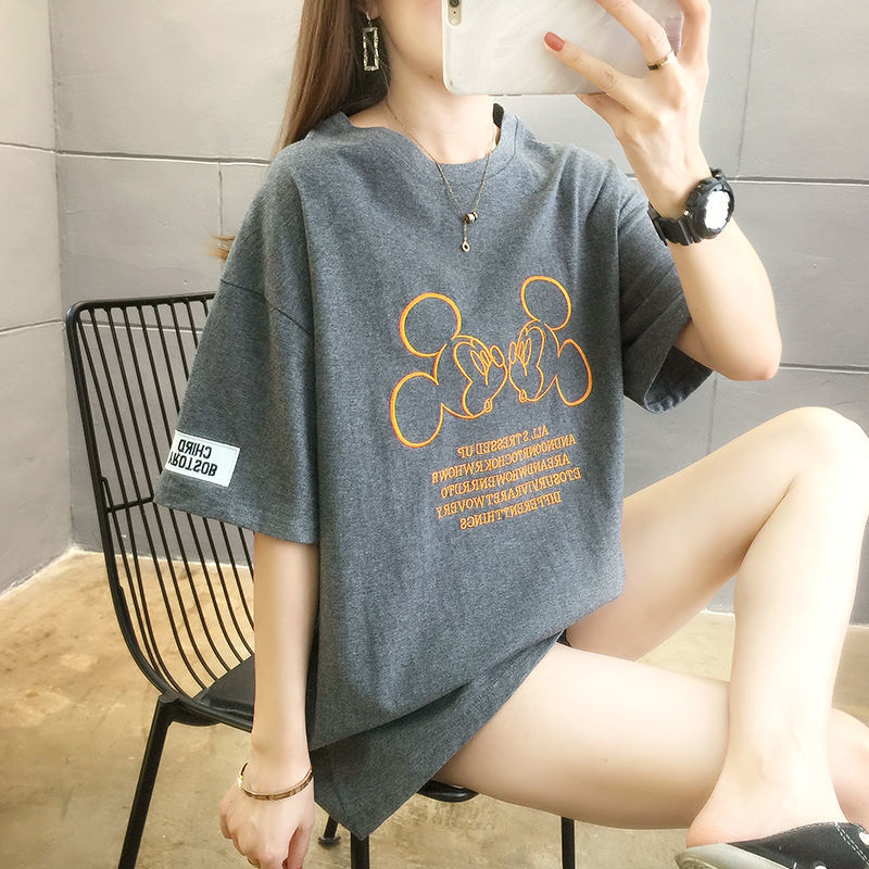 ผ้าฝ้าย 100% ฤดูร้อนใหม่ INS แขนสั้นเสื้อยืดนักเรียนหญิงเวอร์ชั่นเกาหลี ...