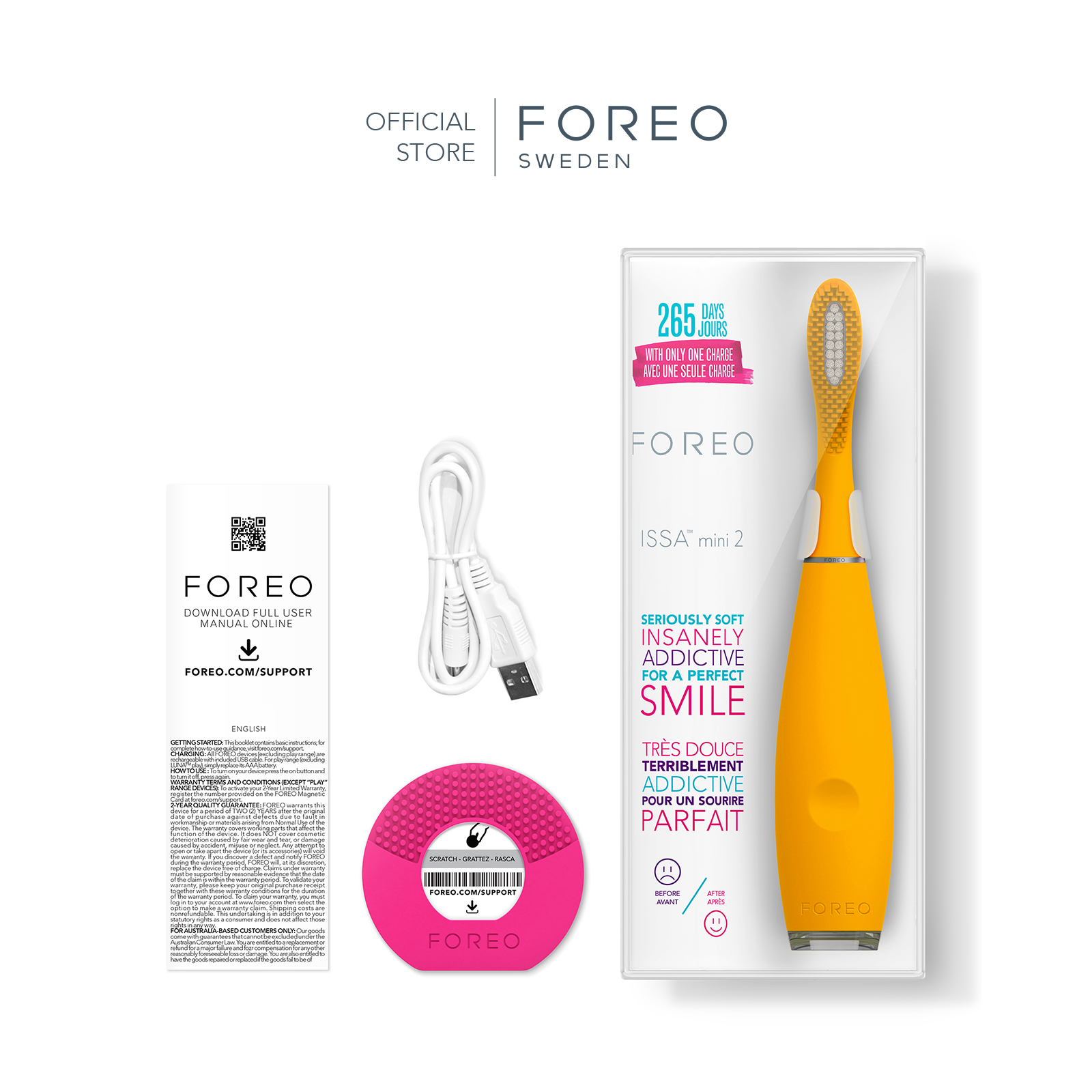 FOREO ISSA mini 2 Mango Tango แปรงสีฟันไฟฟ้า ฟอริโอ้ อิซซ่า มินิ 2 สีเหลือง