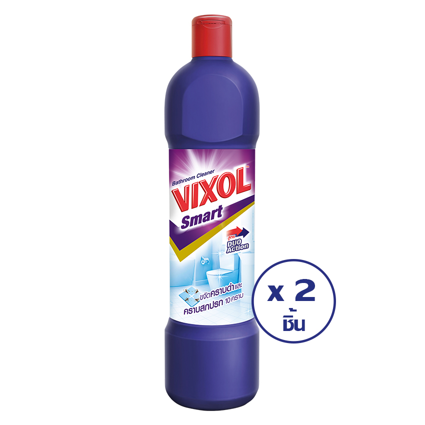 VIXOL วิกซอล น้ำยาล้างห้องน้ำ สมาร์ท สีม่วง 900 มล. (ทั้งหมด 2 ชิ้น)
