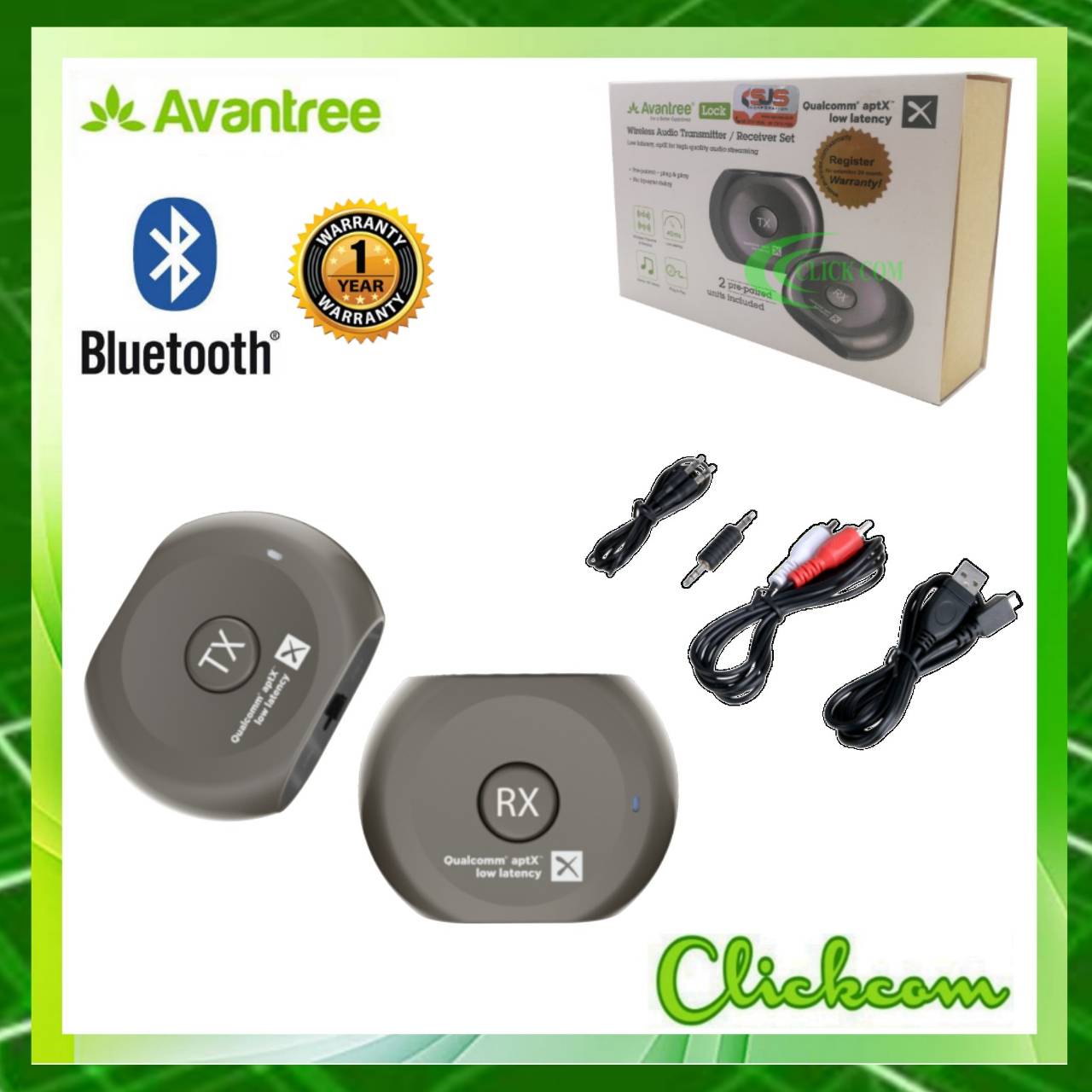 Avantree Lock Plug-and-Play Bluetooth Audio Adapter Set BTTC-200L #อุปกรณ์ตัวรับ - ส่งสัญญาณบลูทูธ