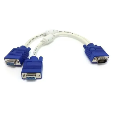 High Quality 1 Computer To Dual 2 Monitor Vga Splitter Cable Video Y Splitter 15 Pin Two Ports Vga Male To Female
