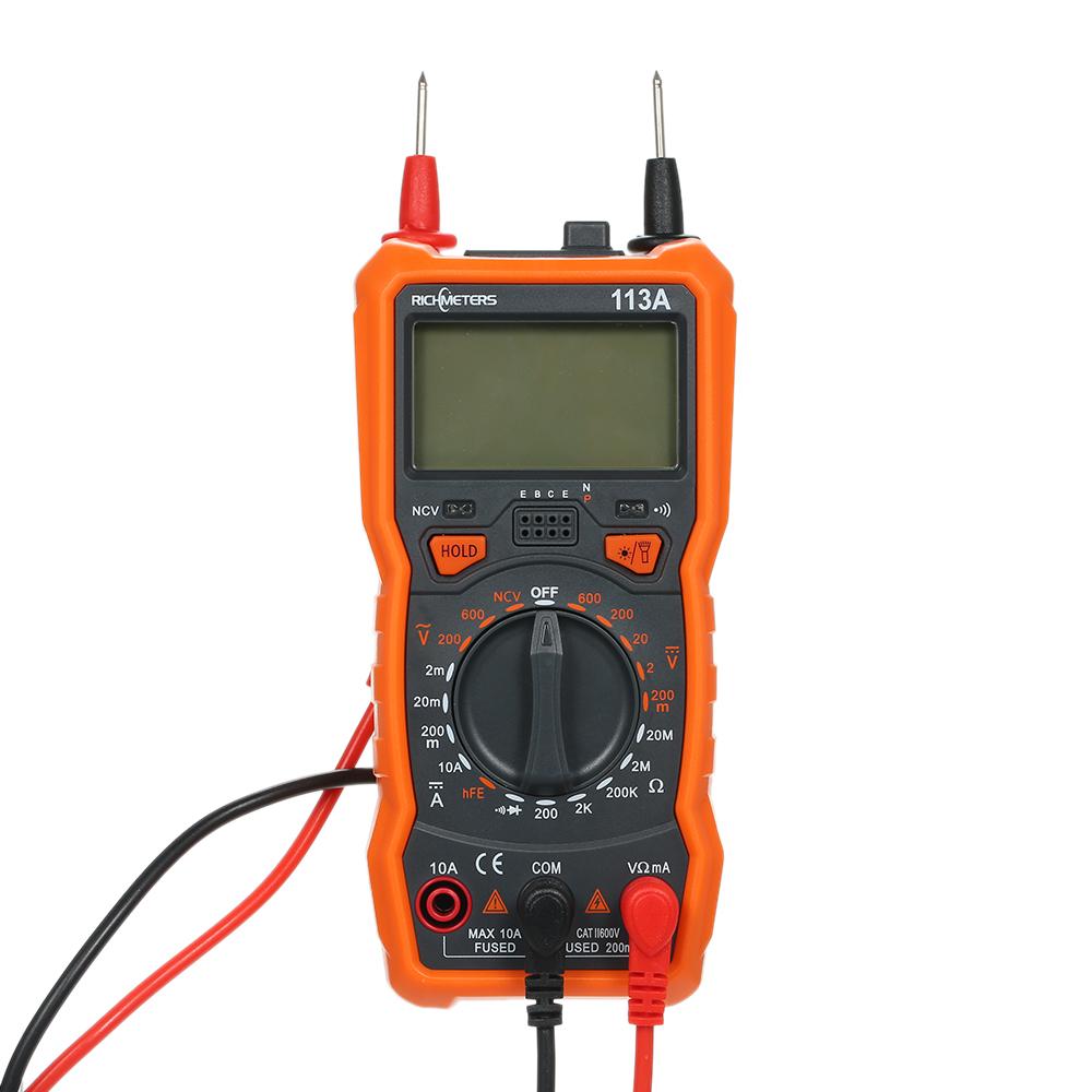 RICHMETERS RM113A NCV Digital Multimeter 2000 Counts HFE AC/DC Voltage Measuring Meter  with Magnetic Suction Flash Light Backlight Large Screen Multi-meter