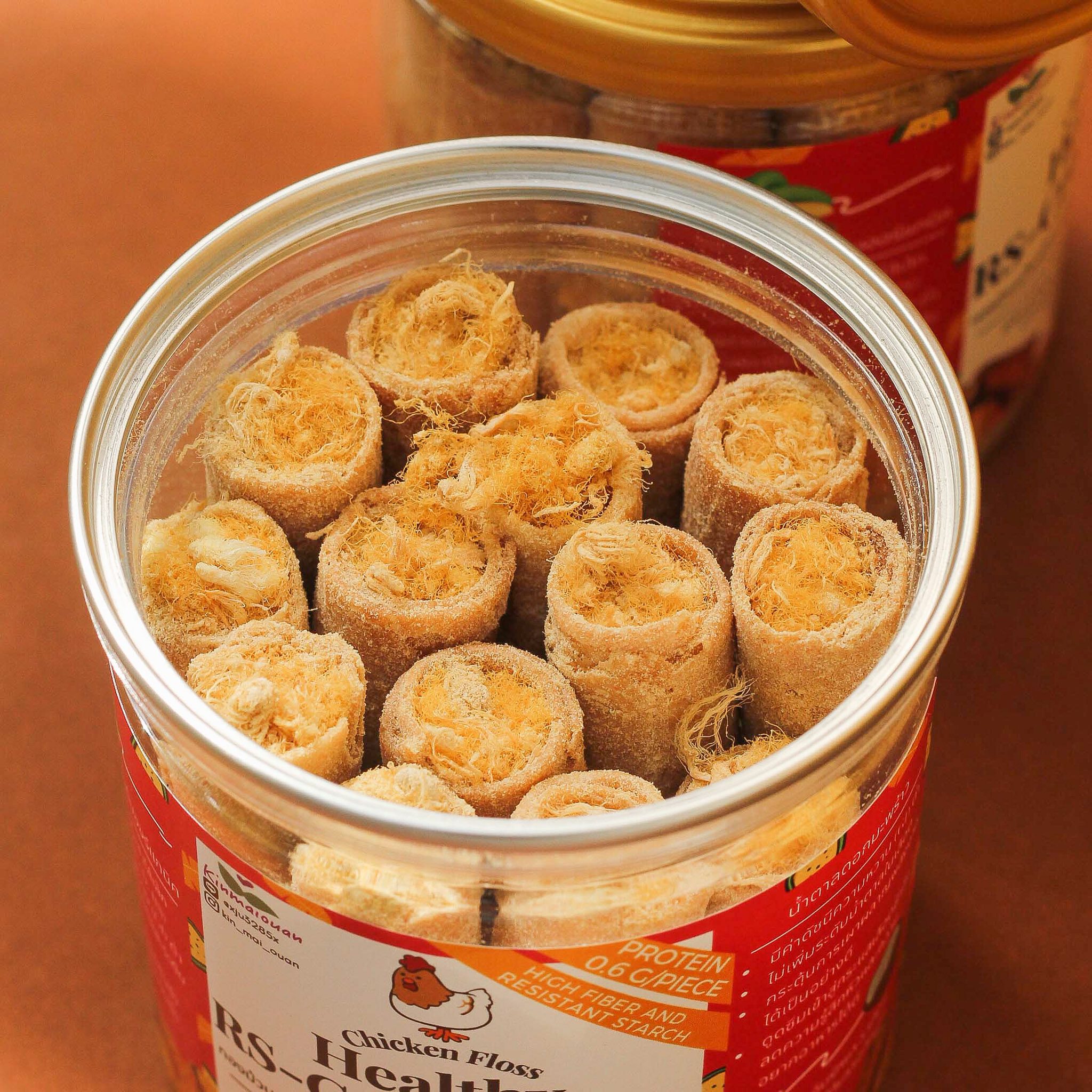 Kinmaiouan(กินไม่อ้วน)-ทองม้วนแป้งกล้วยน้ำว้าเพื่อสุขภาพสอดไส้อกไก่หยอง