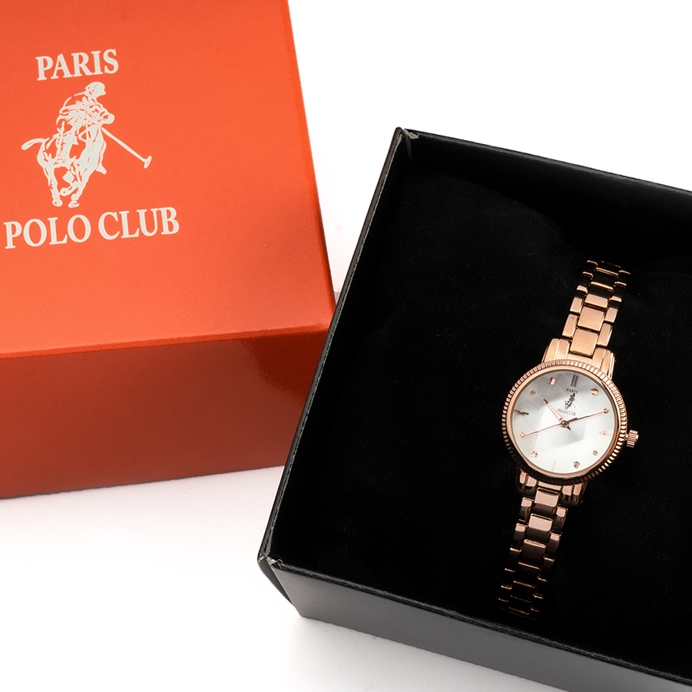 นาฬิกา Paris Polo Club ผู้หญิง ของแท้ สินค้าใหม่ รับประกันศูนย์ไทย 1 ปี 3PP-1803426L-RG-WE สาย Stainless