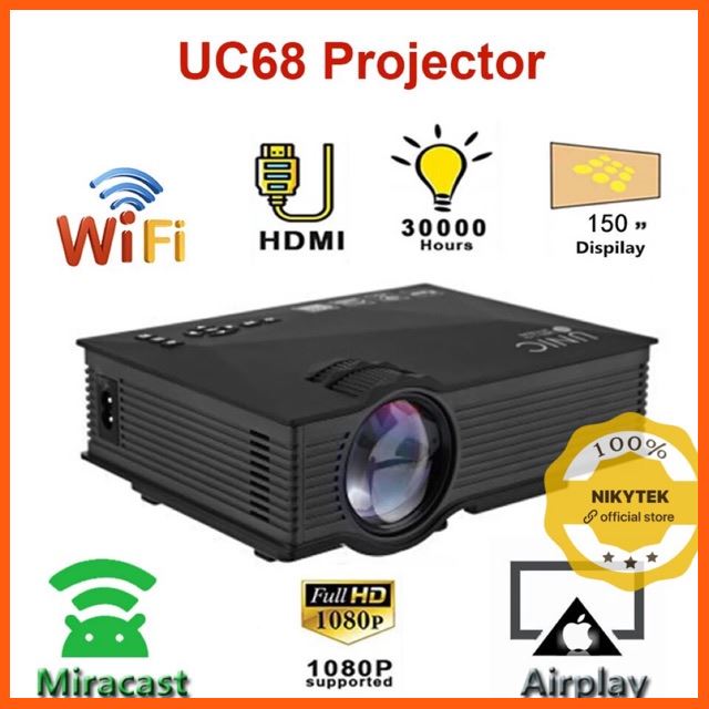 SALE UNIC UC68 Mini Projector มัลติมีเดียโฮมเธียเตอร์ 1800 ลูเมนโปรเจคเตอร์ LED HD1080P ดีกว่า UC46 สนับสนุน Miracast AirPlay สื่อบันเทิงภายในบ้าน โปรเจคเตอร์ และอุปกรณ์เสริม