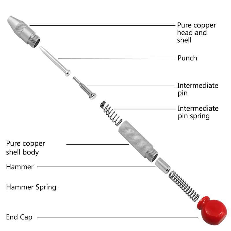 2-Pieces Automatic Cente Punch, 5 Inch Adjustable Impact