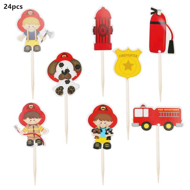 Fireman Sam Theme Birthday Party Tableware Banner Paper Cup Plate Fire  Truck Balloon Party Supplies Boy Baby Shower Decor