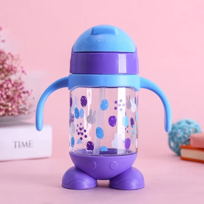 250ml Baby Learning Drinking Cup with Double Handle Flip Lid Leakproof Magic Cup Kids Water Feeding Cups Bottle