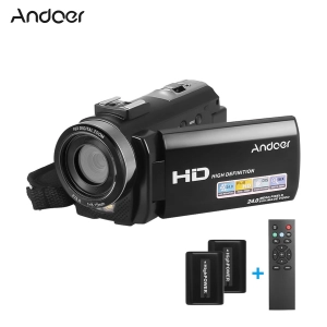 ราคาAndoer HDV-201LM 1080 จุด FHD กล้องวิดีโอดิจิตอลกล้องบันทึก DV 24mp 16X ซูมดิจิตอล 3.0 นิ้วหน้าจอแอลซีดีที่มี 2 ชิ้นแบตเตอรี่แบบชาร์จไฟ + พิเศษ 0.39x เลนส์มุมกว้าง + ไมโครโฟน