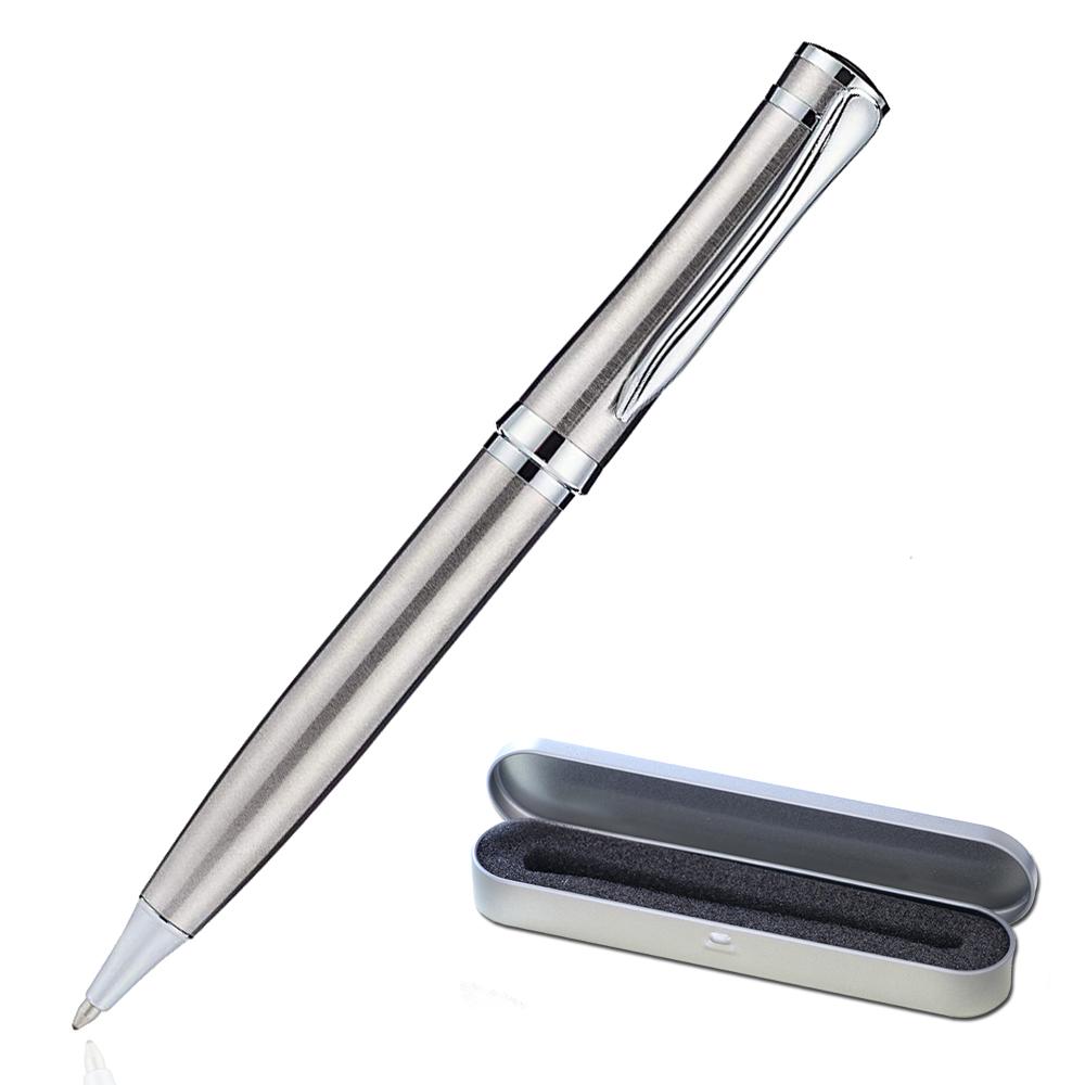 Elegant Ballpoint Pen Set for Men Women Noble Silver,Stainless Steel Fancy pens Twist to Open Retractable Classic Design,Executive Business Pens with Medium Black Ink Refills