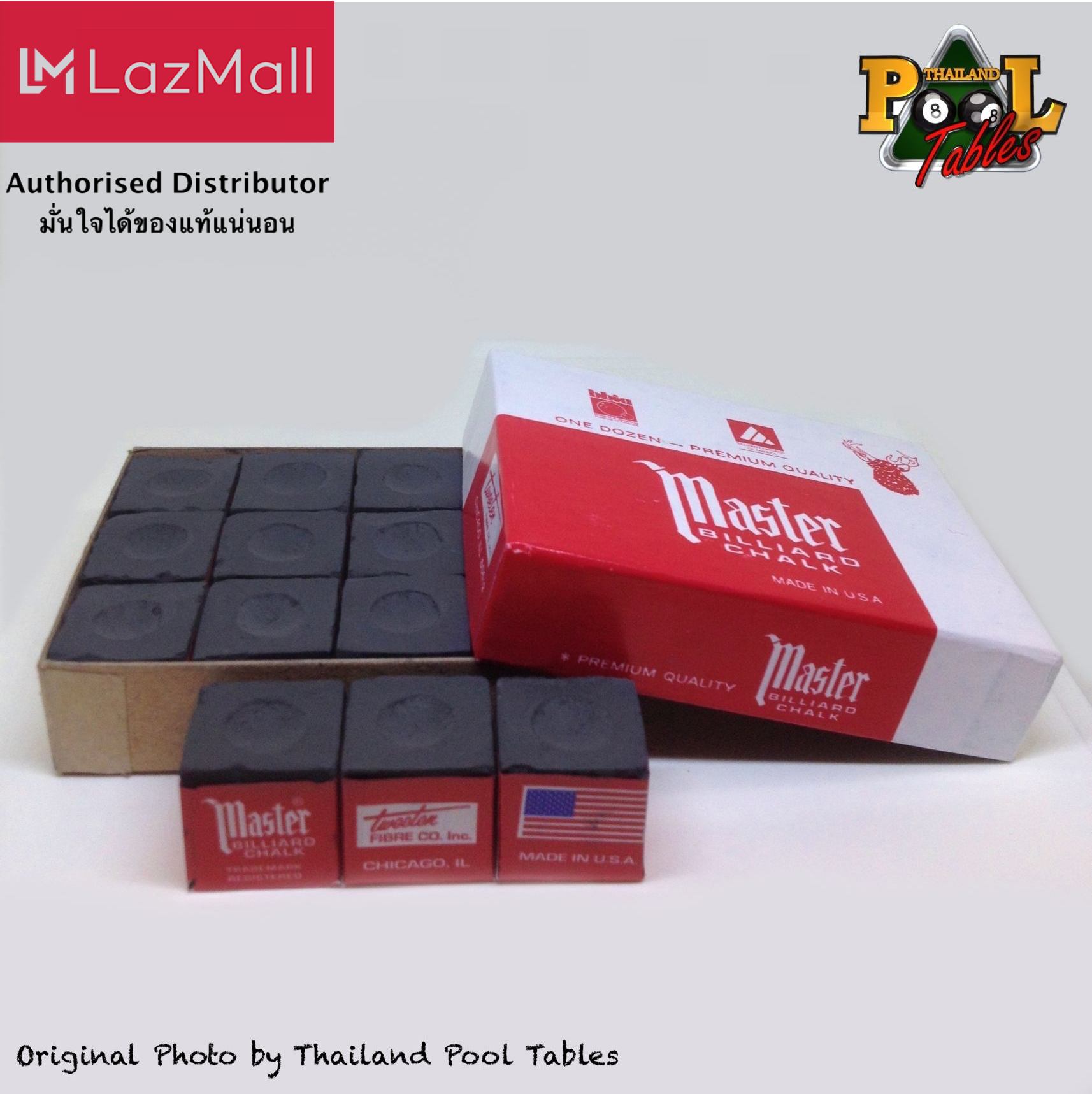 ชอล์คฝนหัวคิวมาสเตอร์ Master Billiard/Pool Cue Chalk Box, 12 Cubes สี Black สี Black