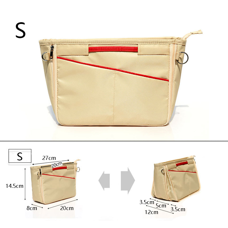 TINBERON Bag Organizer Make Up Cosmetic Bag Fits For luxury Bag liner  Handbag Purse Travel Insert Toiletries Storage Bag Nylon