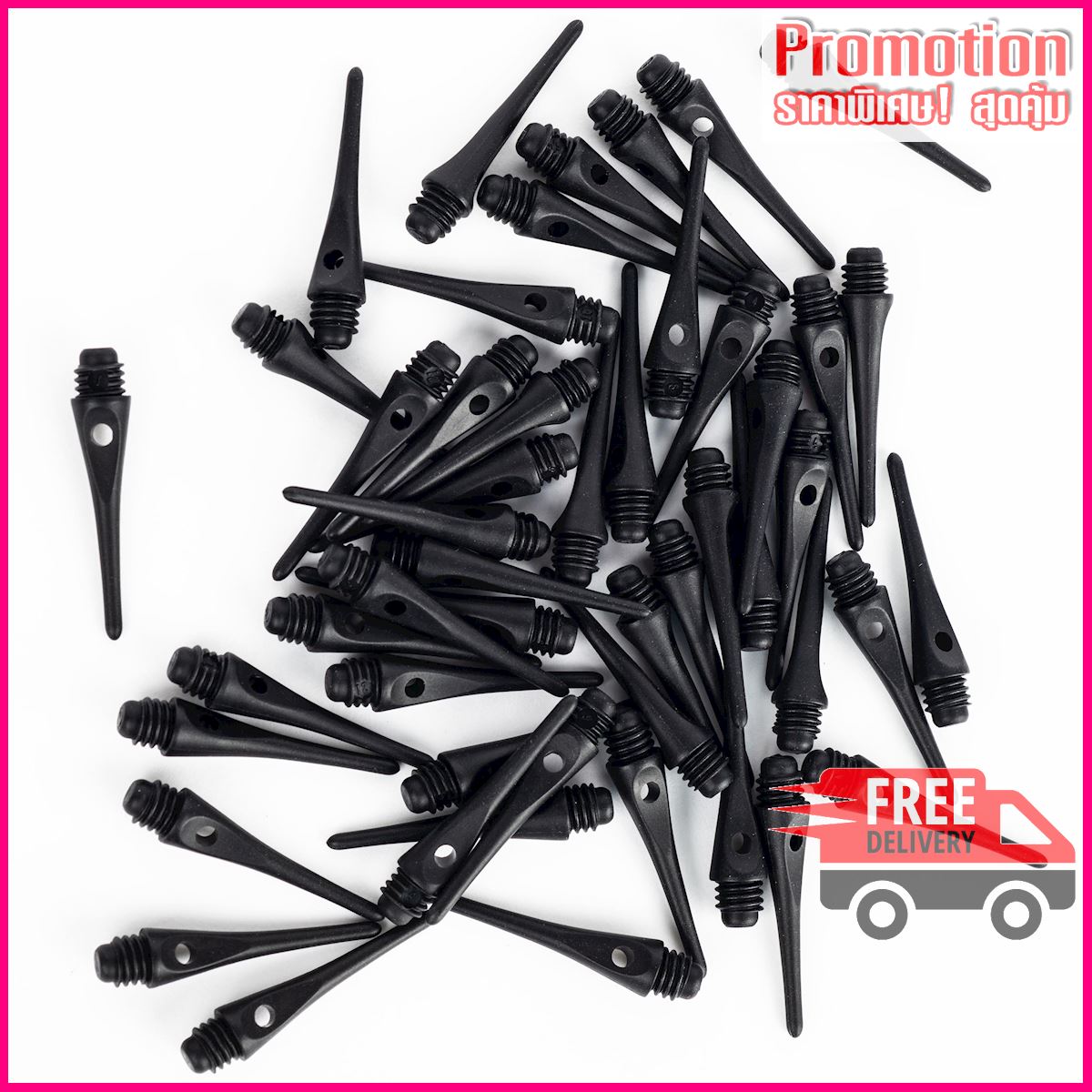 50 Plastic (Soft Tip) Dart Tips - Black