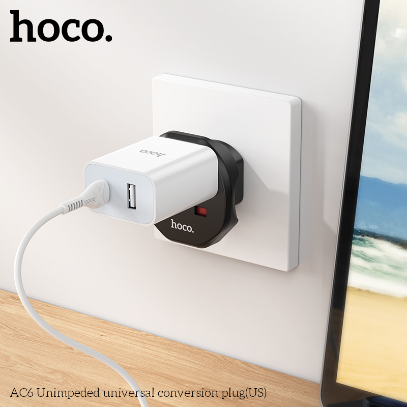 ส่งเร็ว1วัน HOCO AC6 10A 2500W Universal Conversion Adapter Socket EU ...