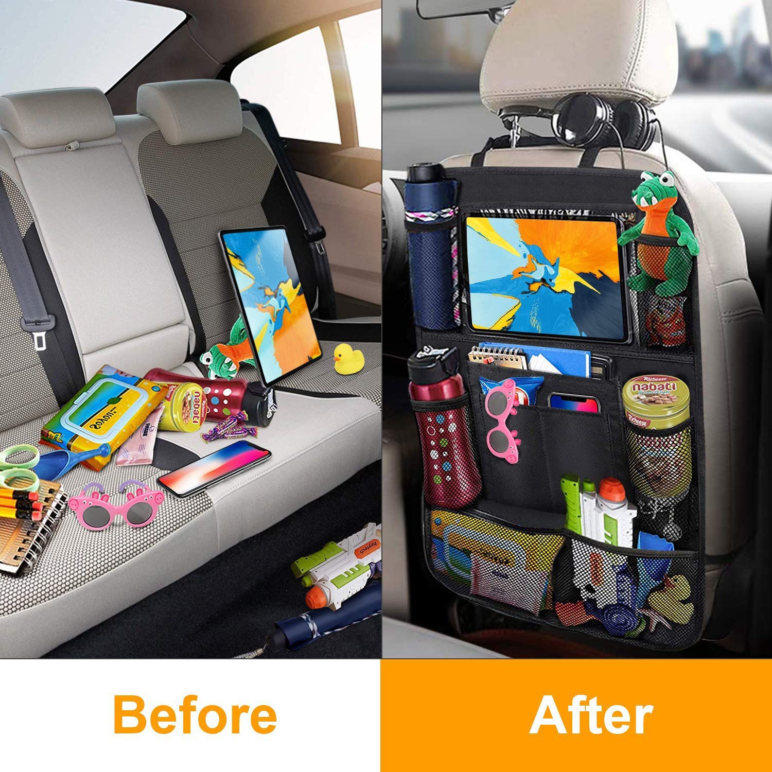 [1ชิ้น Universal Car Seat Headrest Bags] [Car Seat Holder MultiPocket