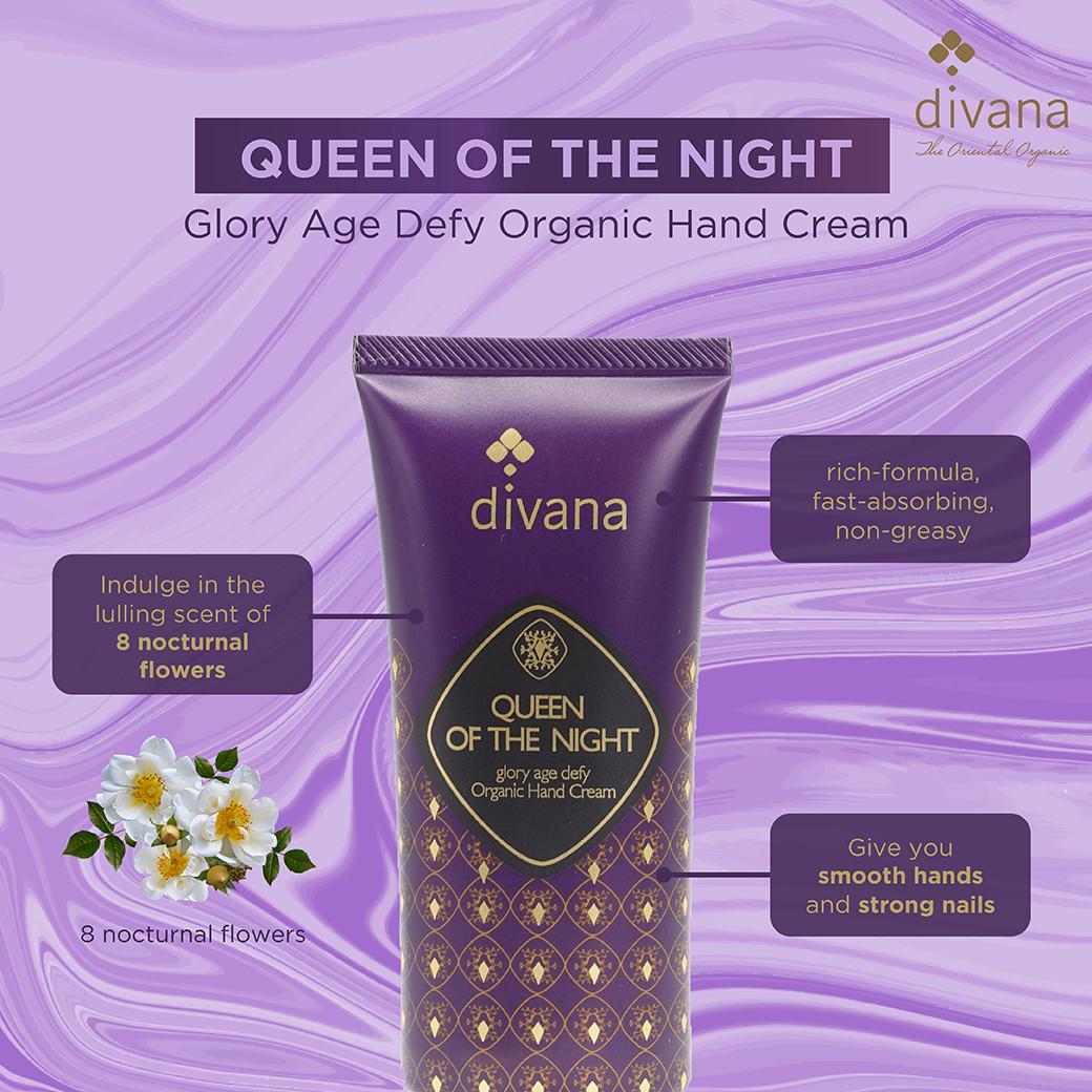 Divana Queen of the night Glory Age Defy Organic Hand Cream 30g. ครีม
