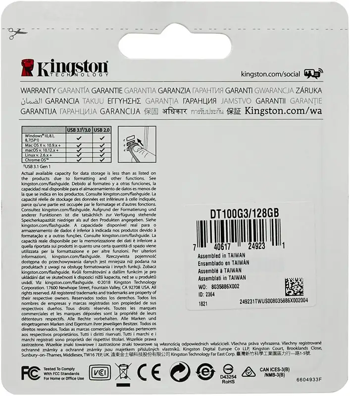 ภาพสินค้า(พร้อมส่ง) Kingston Flash Drive แฟลชไดร์ฟ USB 3.0 128GB รุ่น DT100G3/128GB by MP2002 จากร้าน MP2002 บน Lazada ภาพที่ 3
