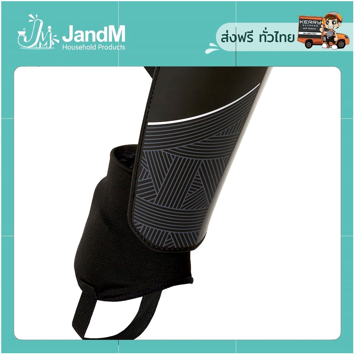 JandM สนับแข้งผู้ใหญ่สำหรับเล่นฟุตบอลรุ่น F140 พร้อมแผ่นกันข้อเท้าที่ถอดออกได้ (สีดำ) ส่งkerry มีเก็บเงินปลายทาง