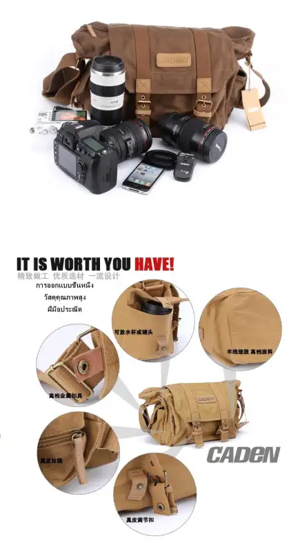 ภาพสินค้าCaden F1 กระเป๋ากล้องการพักผ่อนกลางแจ้งกระเป๋าสะพายข้างสำหรับ DSLR Camera มี 2สีให้เลือกได้ Caden F1 Camera Bag for Or Leisure Sho Bag for DSLR Camera with 2 colors for choosing จากร้าน witcamera บน Lazada ภาพที่ 5