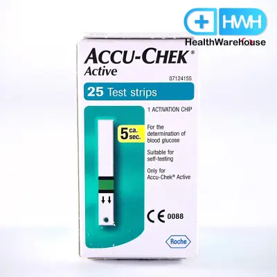 Accu-chek Active Test Strips 25 pieces/box ( รุ่นใหม่ ไม่มีโค้ด no code ) Accu Chek แผ่นวัดระดับน้ำตาลในเลือด 25 ชิ้น/กล่อง