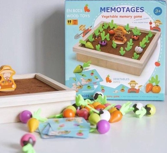 ปลูกผัก เกมส์จับคู่ ของเล่นไม้  ของเล่นเด็ก ของเล่นเสริมพัฒนาการ Memotages Vegetable memory game