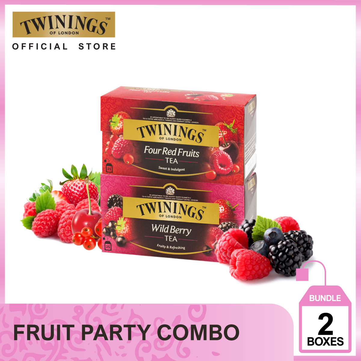 (COMBO) ทไวนิงส์ ชารสโฟร์ เรด ฟรุ้ต และ ชารสไวลด์ เบอร์รี่ Twinings Four Red Fruits and Wild Berries Pack 25 X 2 Tea Bags