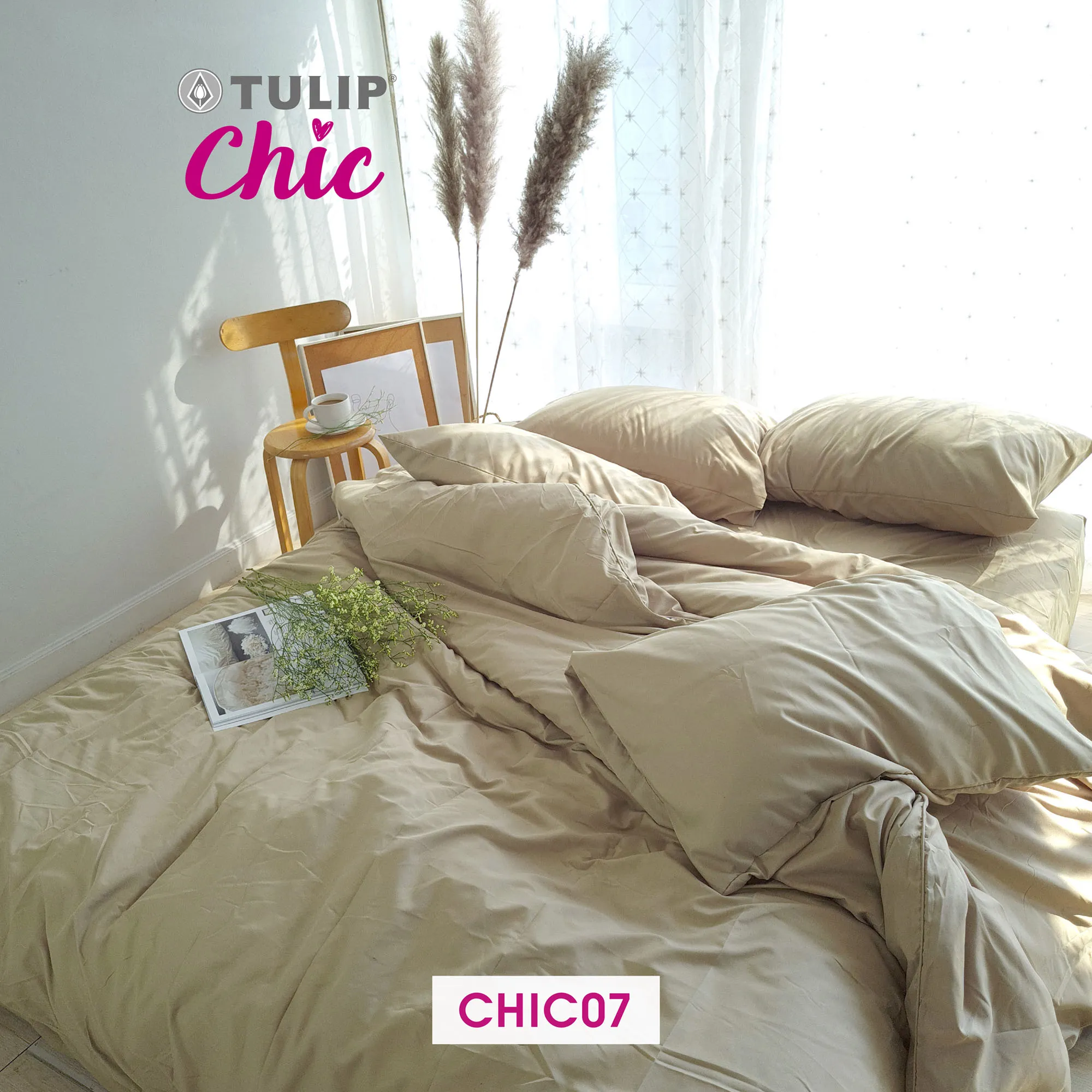TULIP ชุดเครื่องนอน ผ้าปูที่นอน ผ้าห่มนวม รุ่นTULIP CHIC สีพื้น CHIC07 สัมผัสนุ่มสบายสไตล์มินิมอล