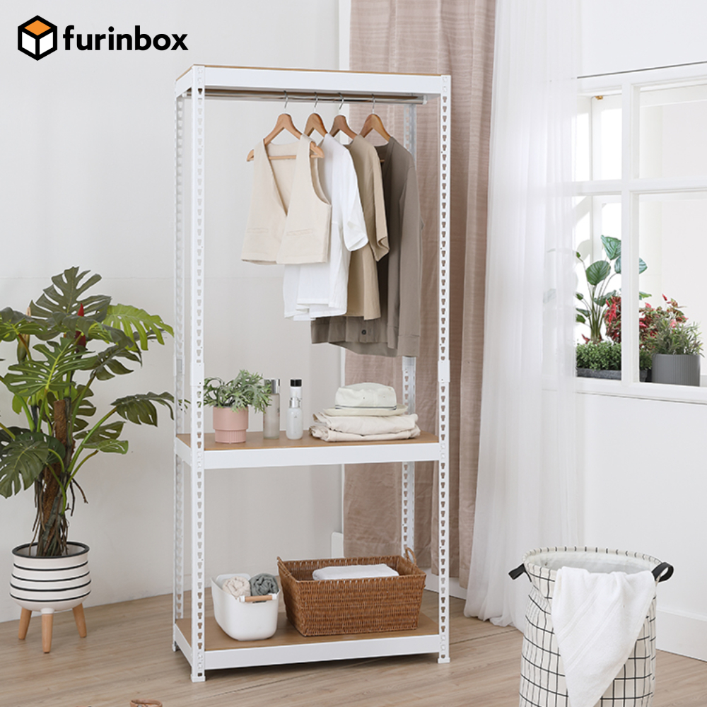 Furinbox โครงตู้เสื้อผ้า 1 ราว รุ่น SMART SHELF - สีขาว