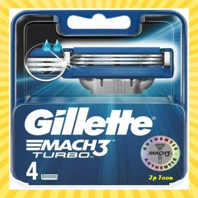 Gillette ชุดมีดโกน รุ่น Mach 3 Turbo (แพ็ก 4).Gillette Mach 3 Turbo Razor Set (Pack 4)