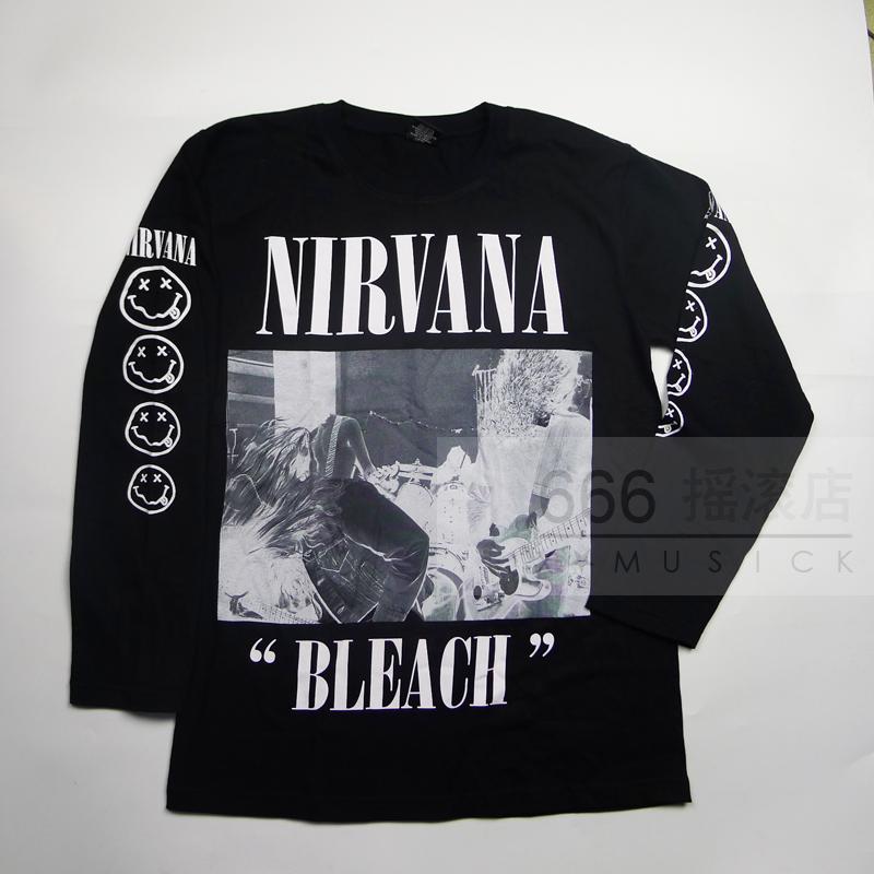 วงเสื้อยืด Nirvana Bleach นิพพาน Ke ฉบับไทยพังก์วงทางเลือกผู้ชายผ้าฝ้ายแขนยาววงเสื้อยืดเสื้อวินเทจ