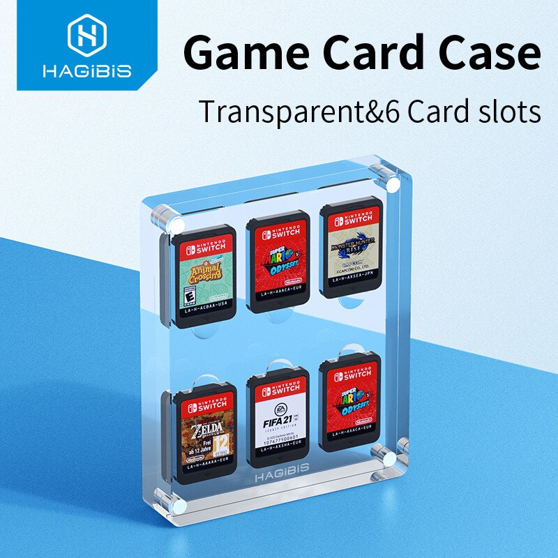 ของแท้ส่งฟรีจาก กทม ถึงเร็วทันใจ Hagibis Game Card Case for Nintendo Switch, 6 Cartridge Slots Holder Protective Shockproof Display Cabinet, Transparent Acrylic Game Storage Box for Switch NS NX