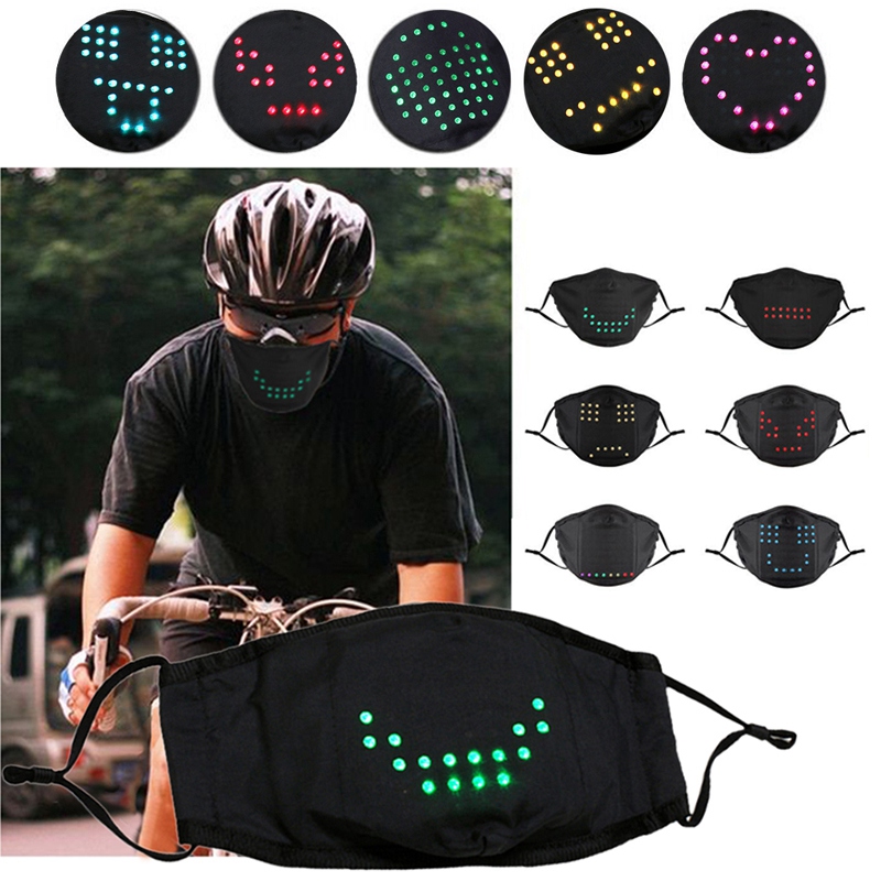 Voice Activated LED Face Mask Imitates Lips Speaking Outdoor