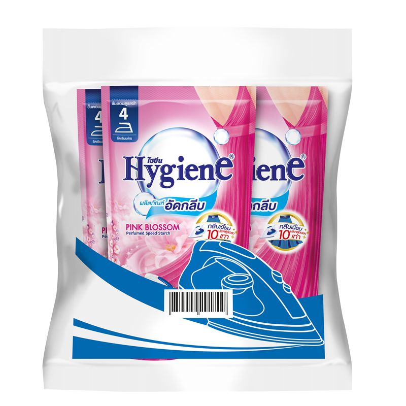 ไฮยีน ผลิตภัณฑ์รีดผ้า สูตรอัดกลีบ กลิ่น พิ้งค์ บลอสซั่ม 550 มล. x 3 ถุง/Hygien Ironing products, pressed formulas, Blossom Blossom 550 ml. X 3 bags