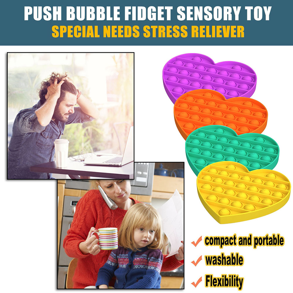 DSFGRST ของขวัญสำหรับผู้ใหญ่เด็กออทิสติกความต้องการการศึกษาของเล่น Pop It ของเล่นคลายความเครียดหนูแฮมสเตอร์เกมบีบของเล่นดันเด้ง Sensory ของเล่น Heart Shape Push ฟอง