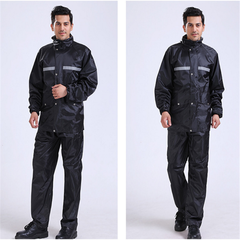 ?พร้อมส่ง? ชุดกันน้ำ ชุดกันฝน เสื้อกันฝน สีกรมท่า rain jackets มีแถบสะท้อนแสง Split raincoat รุ่นหมวกติดเสื้อ เหมาะสำหรับความสูง 155-190cm
