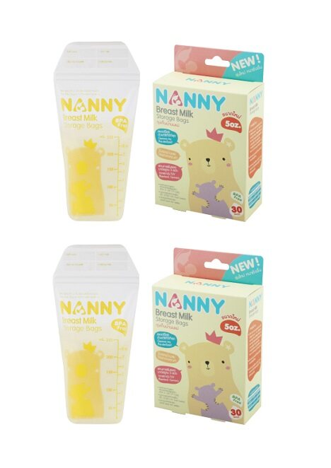 NANNY ถุงเก็บน้ำน้ำนมแม่แนนนี่รุ่นใหม่ ถุงหนายิ่งขึ้น 5 oz 30 ชิ้น ถุงสีเหลือง ราคาถูกที่สุด #ของใช้เด็ก #เด็กเล็ก  (Breast milk storage bag) 30pcs, 5oz  สีวัสดุ 2 x 30pcs